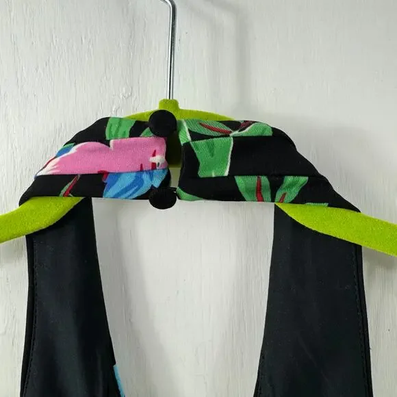 Lauren Ralph Lauren Floral Halter Midi Dress Size 12 – Black Tropical Belted NWT - Picture 8 of 12